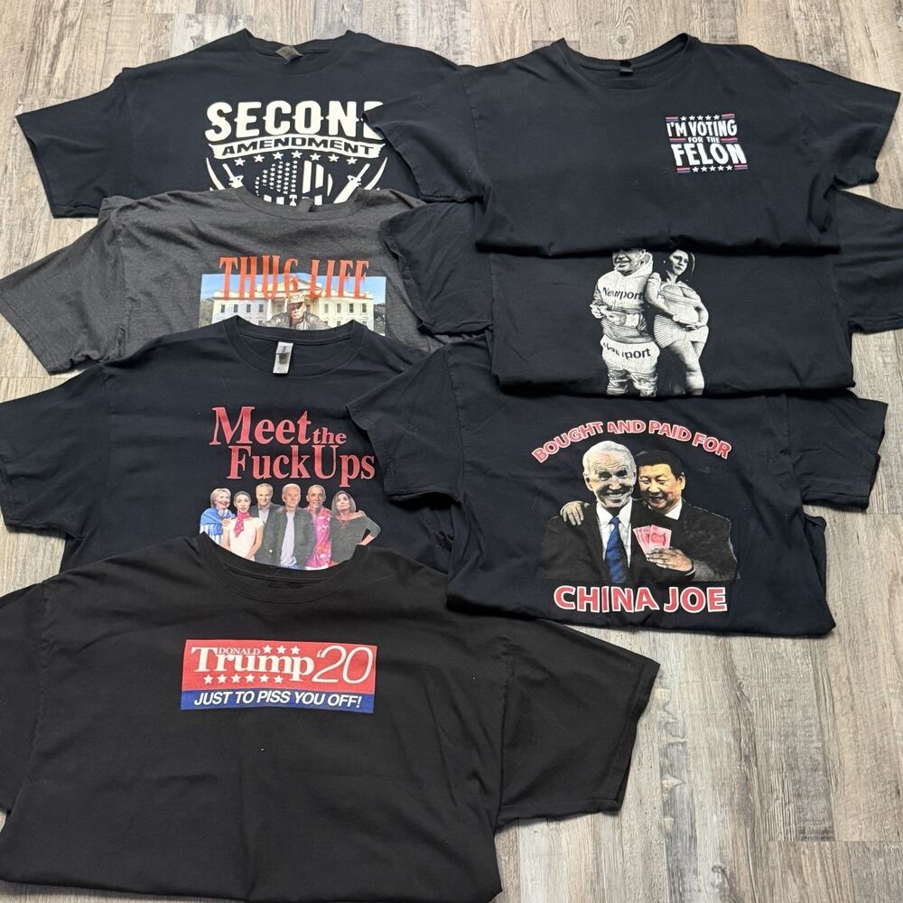 Lot Of 7 Political Crewneck Men’s T-Shirts (Size XL) Multicolor Funny Tees